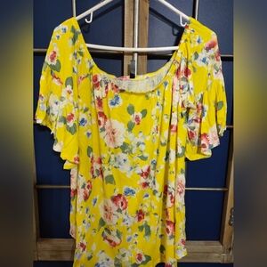 1clique Plus Brand Yellow Floral Shoulder Tunic 1x
